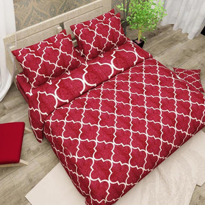 Cosee Double Bed Printed Comforter | Reddish with Frame