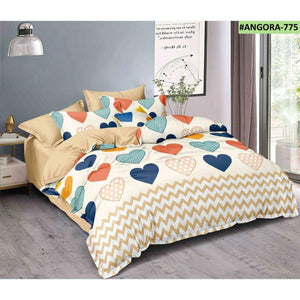 Cosee Double Bed Printed Comforter |Yellowish Cream with Big Hearts
