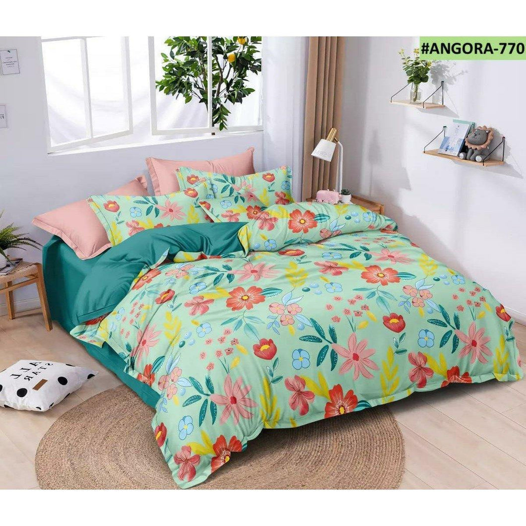Cosee Double Bed Printed Comforter | Green Colour with Flowers and Leaves