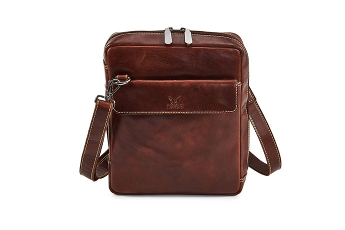 Kilimanjaro Unisex Cross Body Bag - Brandy - 100% Original Leather - Tailor Your Story