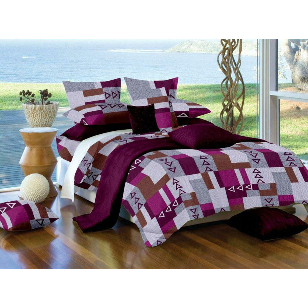 Aura Tetris Pattern King Size Cotton Bed Sheet (275 x 305 cm) | Pink