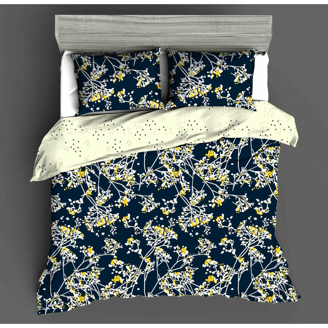 Cosee Single Bed Printed Comforter | Blue & White Autumn