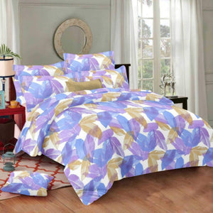 Infinite Colorful Leaves Pure Cotton King Size Bed Sheets (275x275 cm) | Violet