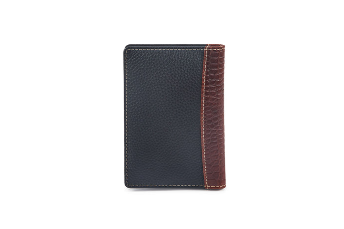 Passport Leather Holder - Black & Brandy Croco - Tailor Your Story
