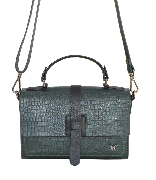 Leather Cross Body Bag - Black Green - Tailor Your Story