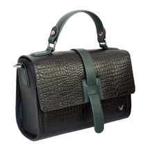 Load image into Gallery viewer, Leather Cross Body Bag - Black &amp; Green - Tailor Your Story
