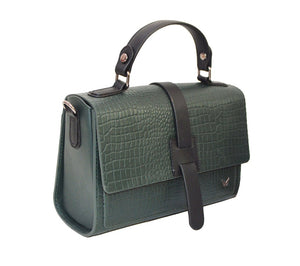 Leather Cross Body Bag - Black Green - Tailor Your Story