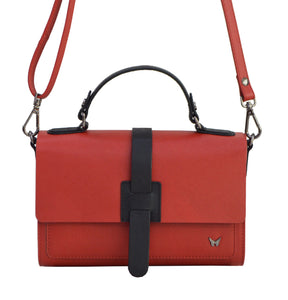 Leather Cross Body Bag - Red & Black - Tailor Your Story
