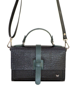 Leather Cross Body Bag - Black & Green - Tailor Your Story