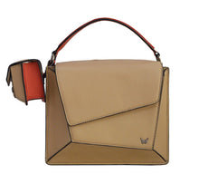Load image into Gallery viewer, Over flap Cross Body Bag for women - Camel &amp; Red - Tailor Your Story

