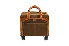 Load image into Gallery viewer, Canvas Khaki Leather Trolley Suitcase - Tailor Your Story
