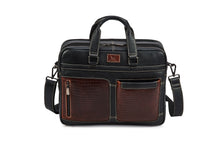 Load image into Gallery viewer, All purpose  Leather Bag - Black &amp; Brandy Croco - Tailor Your Story
