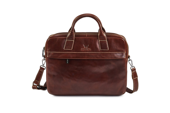 Laptop Leather Bag - Brandy - Tailor Your Story