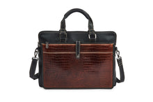 Load image into Gallery viewer, Office Laptop Leather Bag for Daily Use - Black &amp; Brandy - Tailor Your Story
