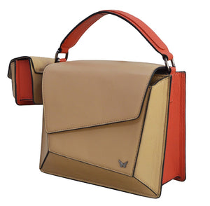 Over flap Cross Body Bag for women - Camel & Red - Tailor Your Story