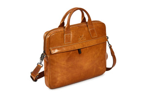 Laptop Leather Bag - Honey - Tailor Your Story
