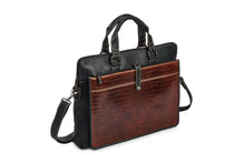 Load image into Gallery viewer, Office Laptop Leather Bag for Daily Use - Black &amp; Brandy - Tailor Your Story
