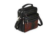 Load image into Gallery viewer, Unisex Cross Body Leather Bag - Black &amp; Brandy - Tailor Your Story
