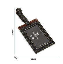 Load image into Gallery viewer, Leather Luggage Tag - Black &amp; Brandy - Tailor Your Story
