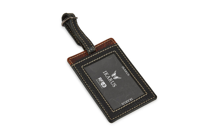 Leather Luggage Tag - Black & Brandy - Tailor Your Story