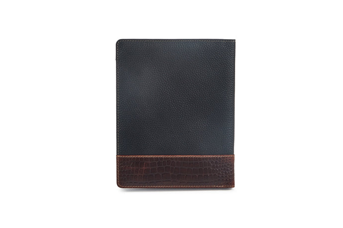 Leather Folder - Black with Brandy Croco Combination - Tailor Your Story