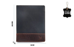 Leather Folder - Black with Brandy Croco Combination - Tailor Your Story