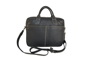 Laptop Leather Bag - Black & Brandy - Tailor Your Story