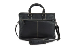 Office Laptop Leather Bag for Daily Use - Black & Brandy - Tailor Your Story