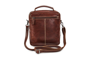 Unisex Cross Body Leather Bag - Brandy - Tailor Your Story