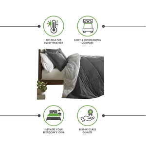 Reversible Comforters| Black | Double Bed 228x244 cm (90 X 100inch)