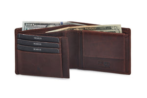 Men's Horizontal Trifold Wallet - Brandy - Tailor Your Story