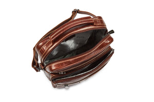 Unisex Cross Body Leather Bag - Brandy - Tailor Your Story