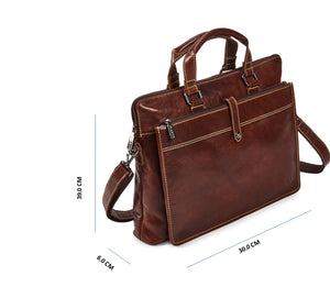 Office Laptop Leather Bag for Daily Use - Brandy - Tailor Your Story