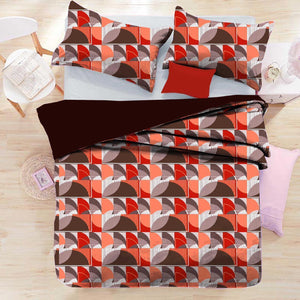 Delight Circle Abstract Single Size Bed Sheet | Reddish Orange