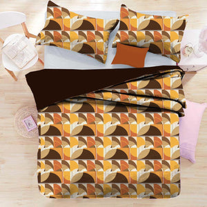 Delight Circle Abstract Single Size Bed Sheet | Yellowish Brown