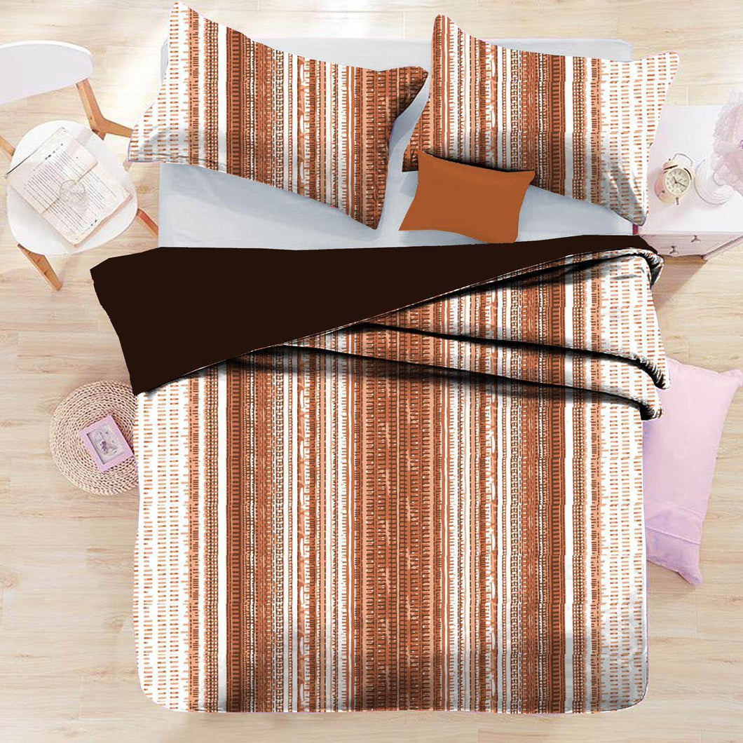 Delight Striped Shade Single Bed Sheet (152 x 228 cm) | Brownish Orange