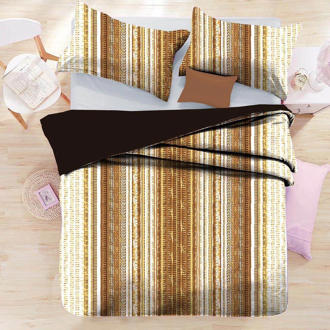 Delight Striped Shade Single Bed Sheet (152 x 228 cm) | Yellowish Brown