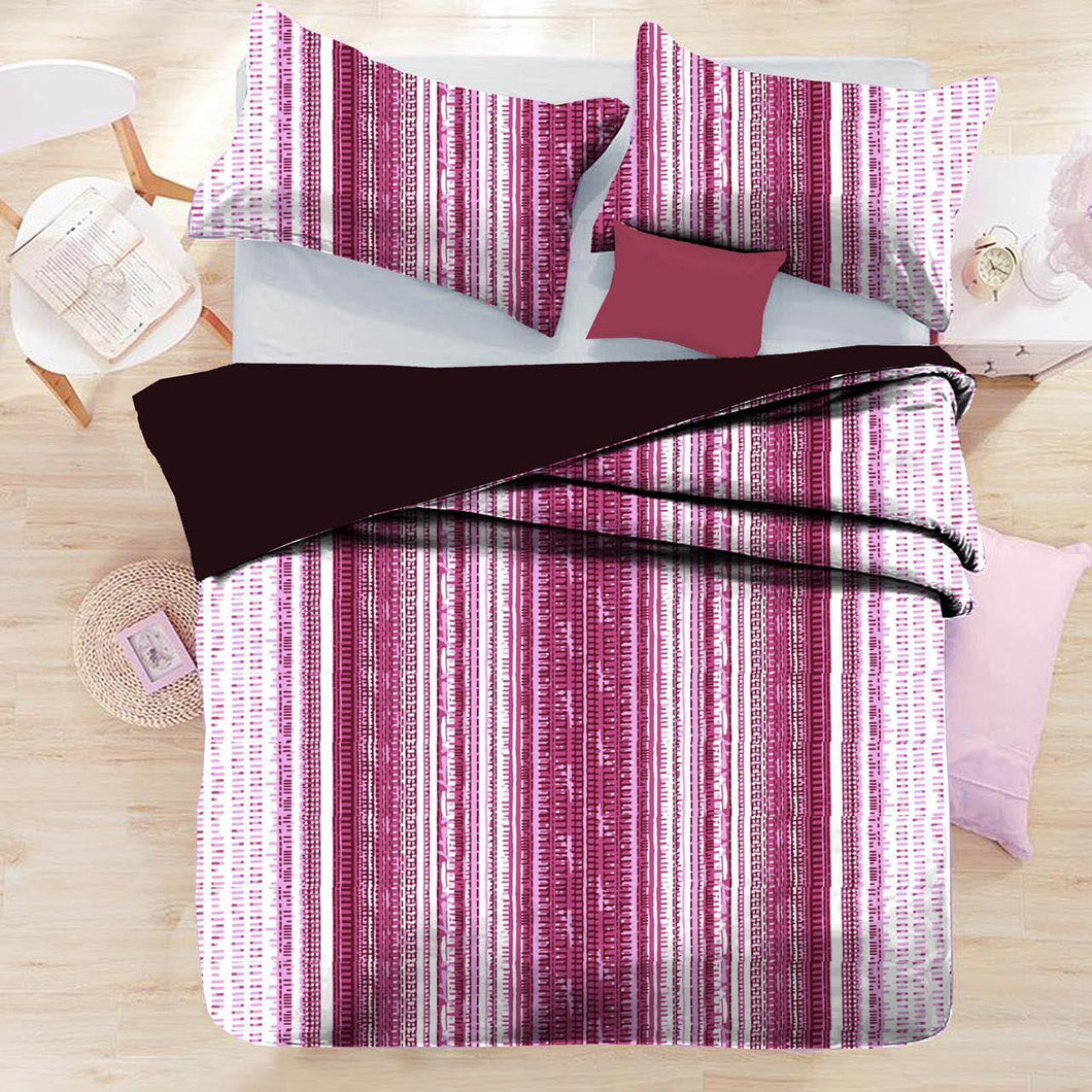 Delight Striped Shade Single Bed Sheet (152 x 228 cm) | Pink