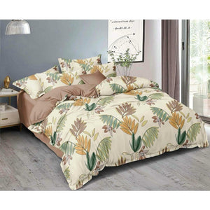 Delight Double Bed Sheet | Cream coloured with Leaves