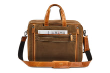 Load image into Gallery viewer, Multipurpose Convertible Leather Bag - Canvas Khaki - Tailor Your Story
