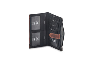 Vertical Wallet with flap - Black & Brandy - Tailor Your Story