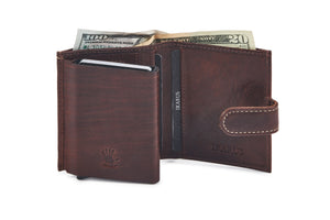 Men's Vertical Wallet with Flap | Brandy | 100% Genuine Leather - Tailor Your Story