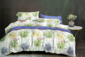 Essence Glaze Cotton Size Of Queen Bed Sheets | Greenish tinge with big leaves
