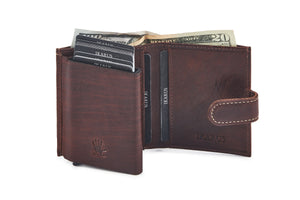 Men's Vertical Wallet with Flap | Brandy | 100% Genuine Leather - Tailor Your Story