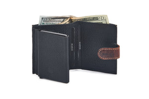 Men's Vertical Wallet with Flap | Black | 100% Genuine Leather - Tailor Your Story