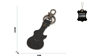 Guitar - Leather Key Chain - Black - Tailor Your Story