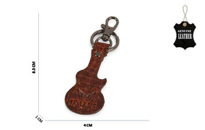 Guitar - Leather Key Chain - Black & Brandy - Tailor Your Story
