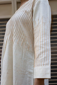 Cream Pleated Dress - Tailor Your Story