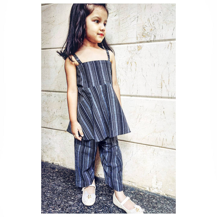 Black Striped Top and Pants | Kids Co-ord Set - Tailor Your Story