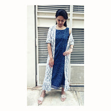 Load image into Gallery viewer, Indigo Slip Dress With Duster Shrug | Block Print - Tailor Your Story
